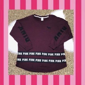 PINK Cherry Color Crew Sweatshirt